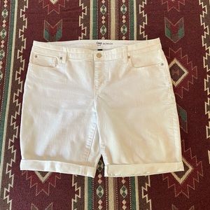 Gap White Stretch Denim Bermuda Shorts, Size 16